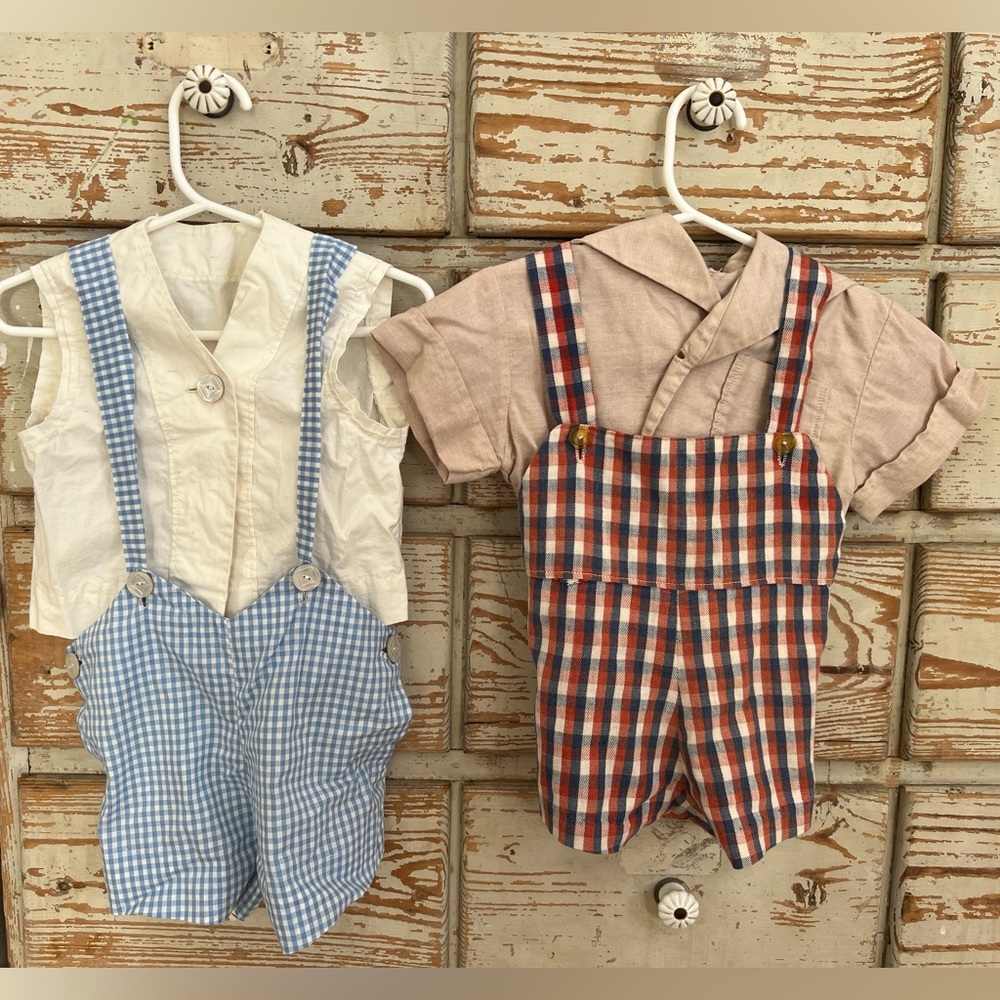 2 pc Bundle of Vintage 60’s Toddler overalls 12-18 months or small 2 year old